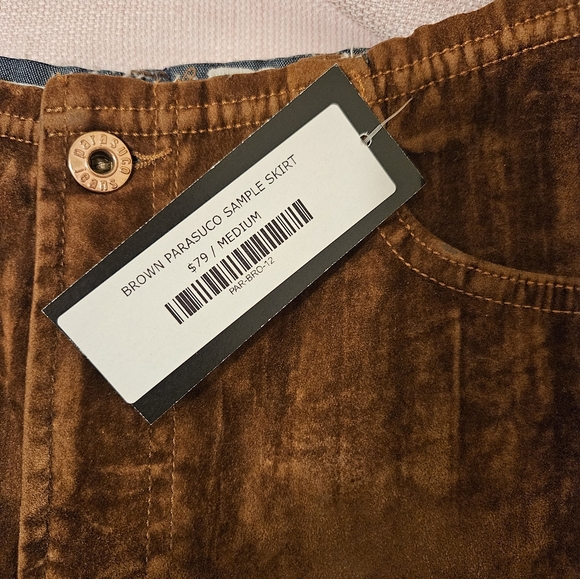 NWT Brown distressed Parasuco midi skirt with front slit Sz 10 - Picture 5 of 7